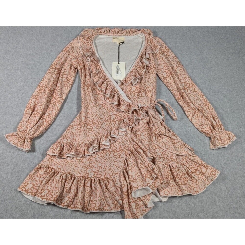 Ted Baker Women Dress Size‎ 0 NWT True Wrap Ruffle Knit Floral Print Cottagecore